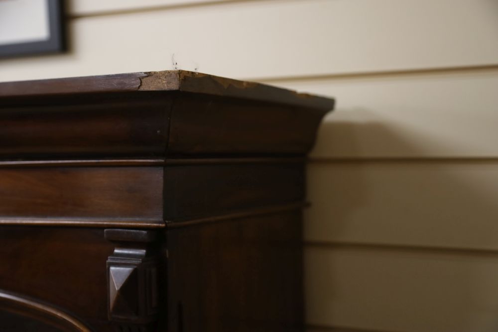 A Victorian mahogany bookcase cabinet on stand, W.158cm, D.34cm, H.175cm
